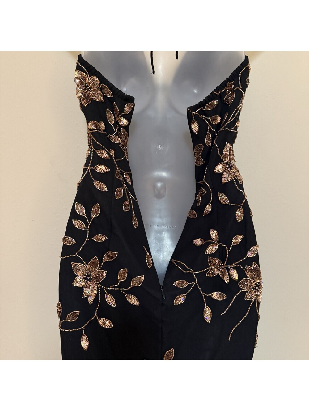Rare Cache Floral Black Beaded Cache Assumetrical Silk Dress Size Small - Picture 4 of 7